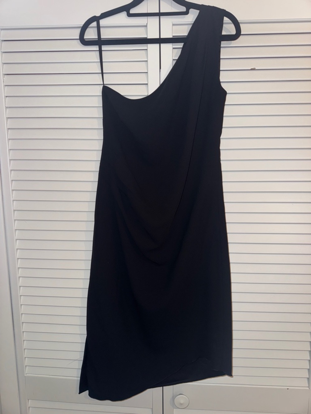 White House Black Market Black One-Shoulder Draped Dress